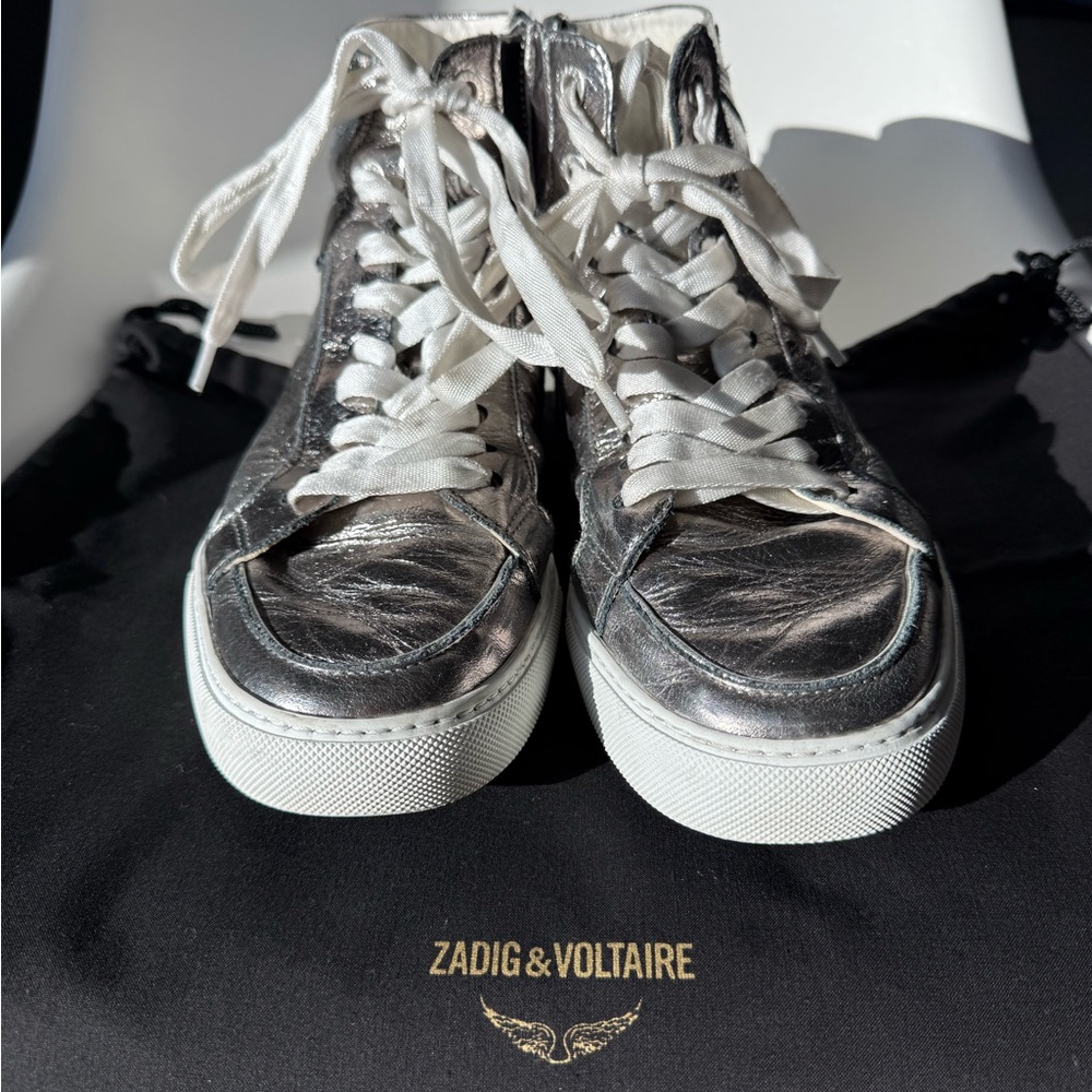 Zadig & Voltaire Women's Metallic Silver Sneakers